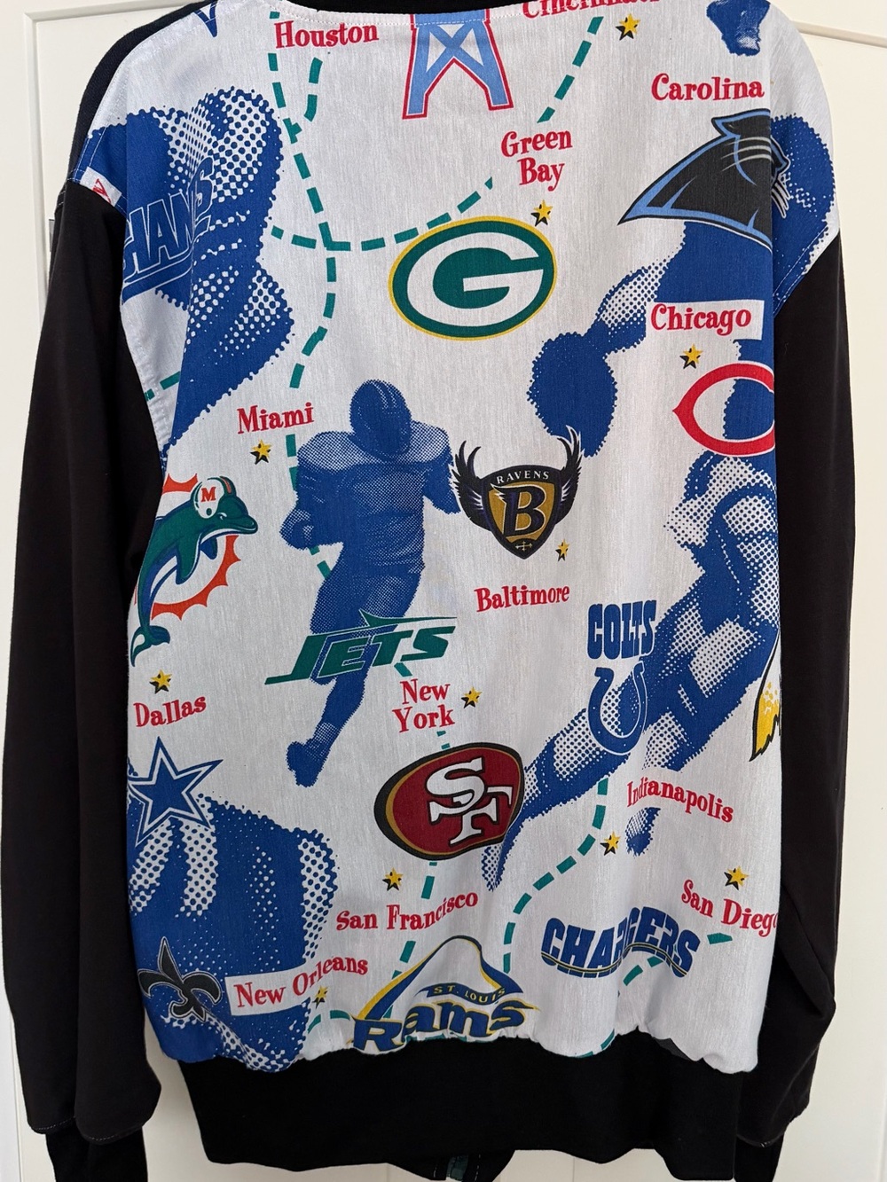 Goat Vintage Rework Navy & Black Patchwork Bomber Jacket - Picture 9 of 9